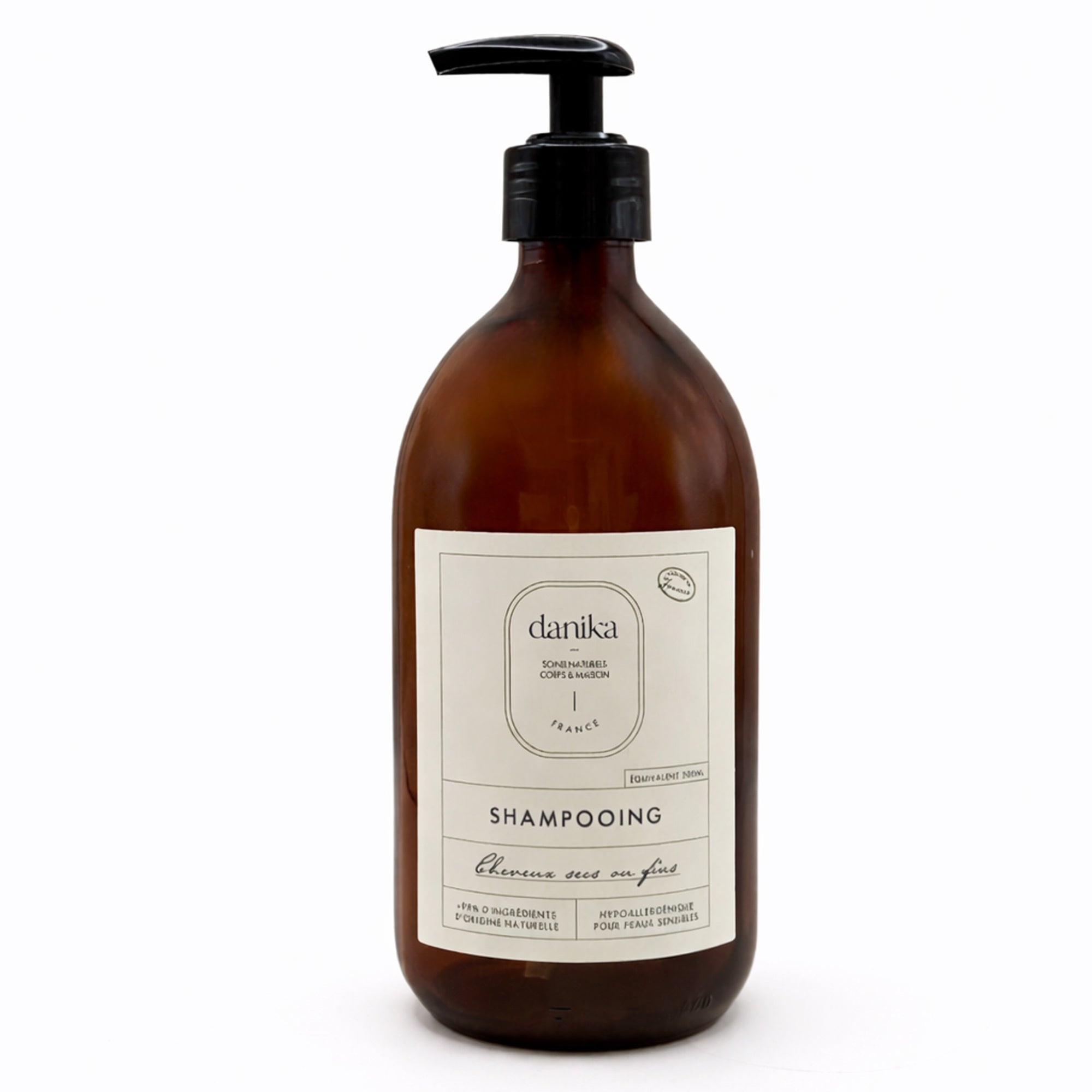 Flacon en verre pour shampoing pour cheveux secs ou fins