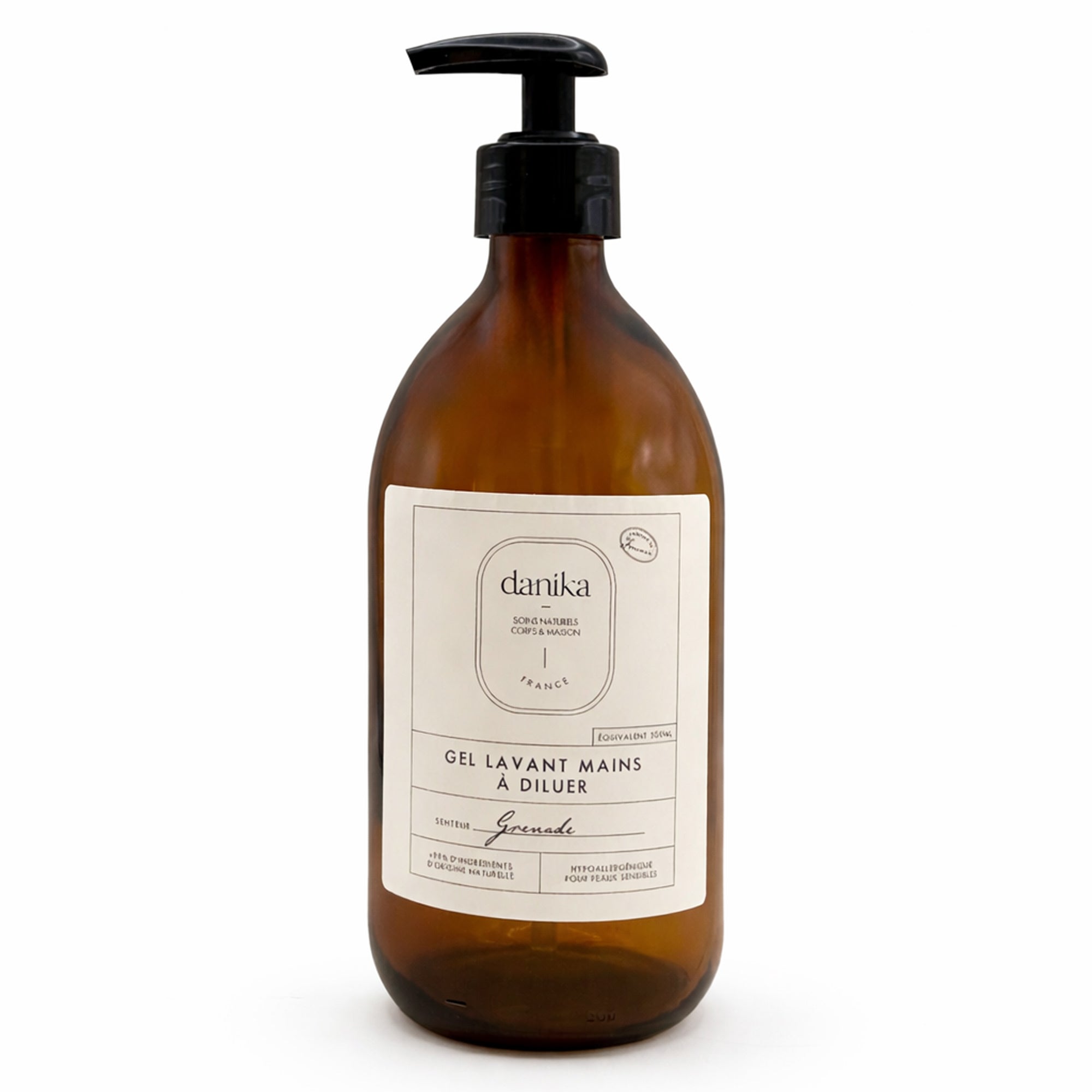 Un flacon en verre pour gel lavant poure les mains